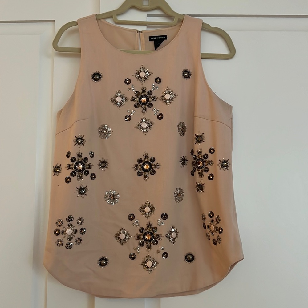 Club Monaco blush embellished top
